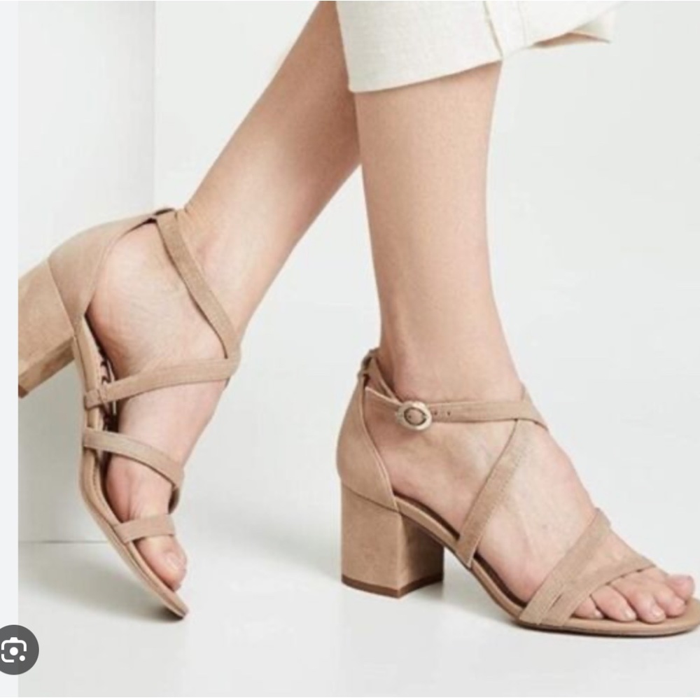 SAM EDELMAN Beige Cross Strap Suede Sandals Size 9